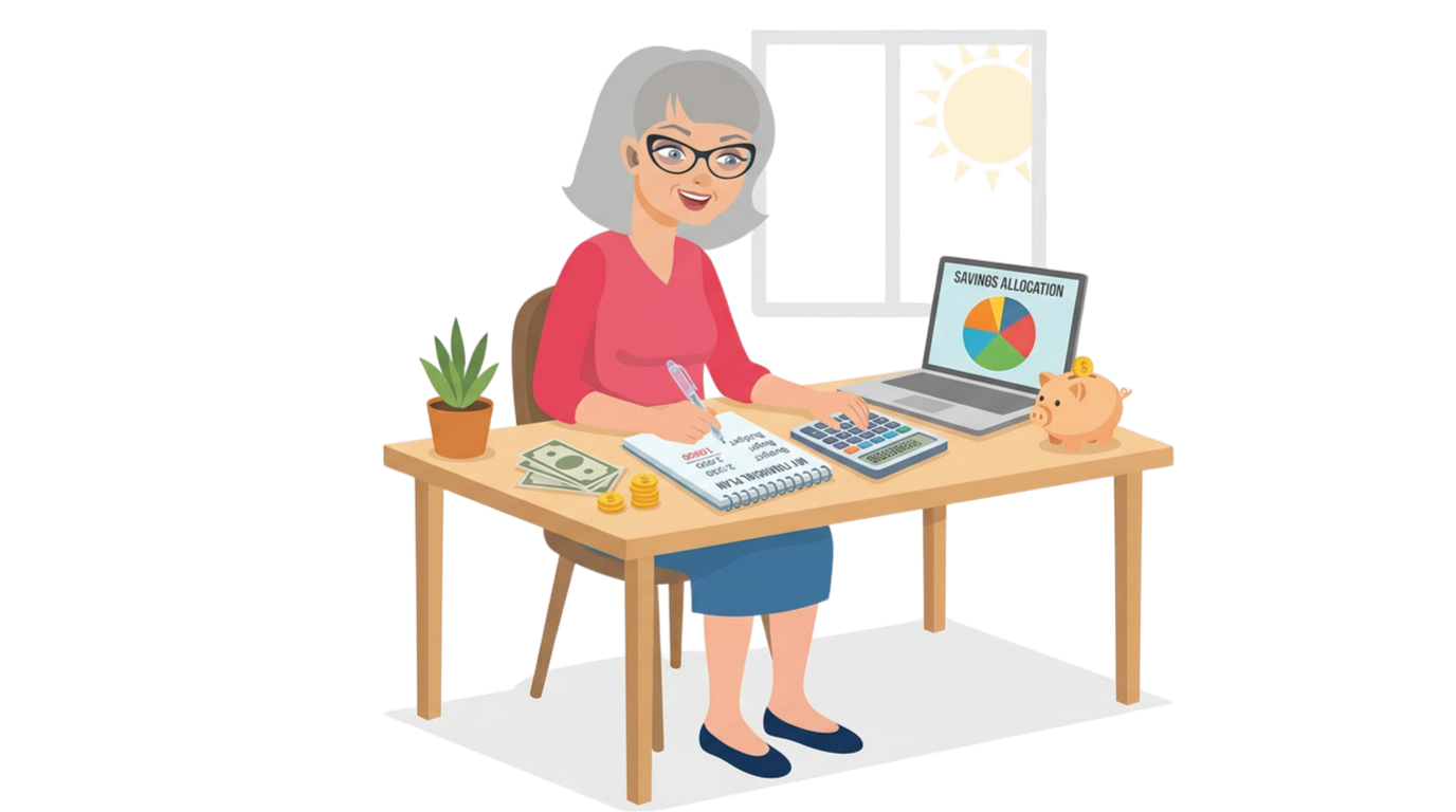 Abuela financiera planificando finanzas